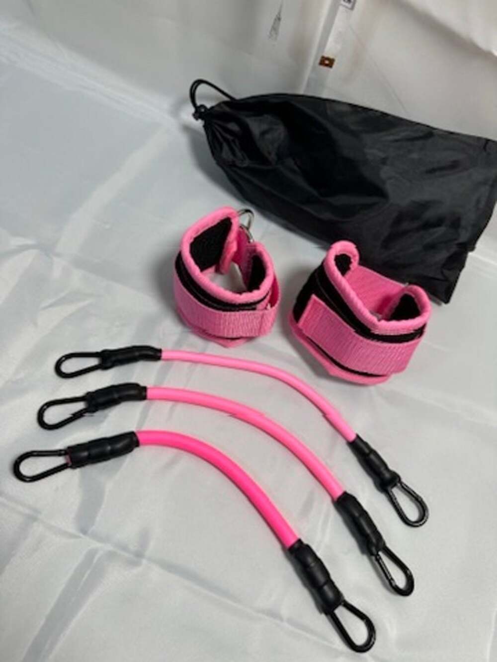 Pink Resistance Bands Ankle Straps Workout Set 3 Tubes Glutes Legs Home Gym